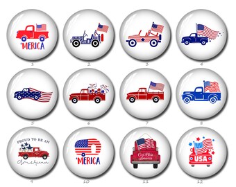 America Truck Glass Cabochon,Patriotic USA National Flag Photo Cabochon, 10mm - 40mm USA Truck Glass ,4th of July imgae glass dome (FJ966）