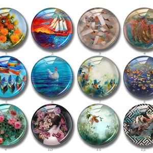 Olieverfschilderij art design cabochon, blauwe zee oceaan drukknoop, 10 mm 12 mm 14 mm 16 mm 18 mm 20 mm 25 mm 30 mm 35 mm 40 mm glazen koepel (FJ875)