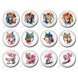 Cabochon représentant un lion, dôme en verre représentant un loup, camée représentant un tigre, 10 mm 12 mm 14 mm 16 mm 18 mm 20 mm 25 mm 30 mm 35 mm 40 mm Pendentif animal en verre (FJ4199)