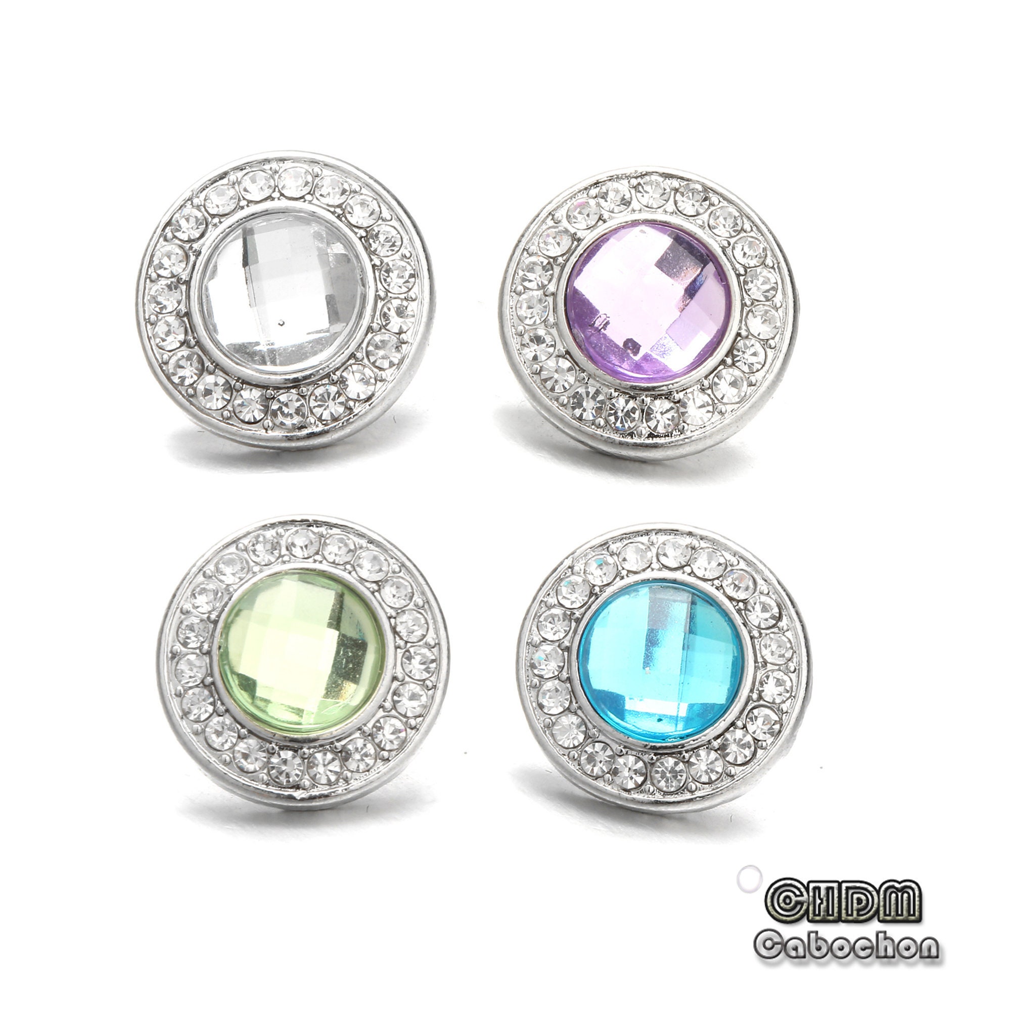 Crystal Snap Buttonround Crystal Drilled Snap Button Charm Etsy UK