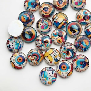 Colorful Cabochon, Geometry Image Glass Dome, Picture Cameo, 10mm 12mm ...