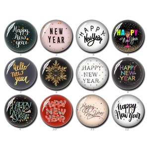 10 peças cabochão de feliz ano novo, cúpula de vidro de imagem de ano novo 10mm 12mm 14mm 16mm 18mm 20mm 25mm 30mm 35mm 40mm joias fotográficas (FJ1373）