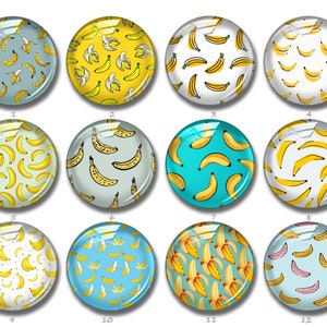Banana Cabochon, Fruit Banana Snap Button,10mm 12mm 14mm 16mm 18mm 20mm 25mm 30mm 35mm 40mm Bunny image dôme en verre (FJ897)