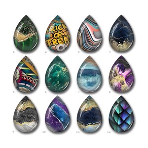 Aquarel druppel cabochon, druppelvormige afbeelding glazen koepel, 10 x 14 mm 13 x 18 mm 18 x 25 mm 20 x 30 mm Handgemaakte afbeelding mozaïek nuggets kralen- FJ3417