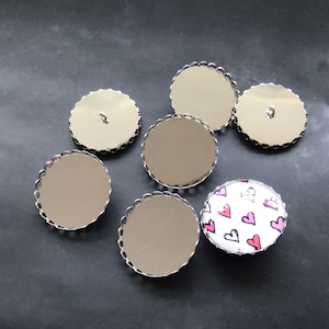 10 pezzi - Basi per bottoni da cucire, castone per bottoni in tessuto argentato da 10 mm a 25 mm, cabochon per foto, terminali in ottone per bottiglie di vetro - ACC37