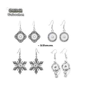 1 pair Snap Button Dangle Earrings,Floral Leaf Earrings for 12MM Ginger Snap Button Jewelry,Noosa Style Stainless steel Earrings Accessory