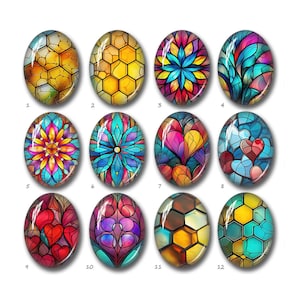 Bijenkorf ovale cabochon, glas-in-lood druppelvormige glazen koepel, 10x14mm\13x18mm\18x25mm\20x30mm\30x40mm\40x50mm DIY afbeelding glas Cameo-FJ3816