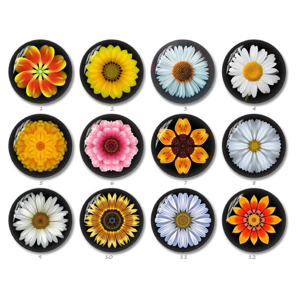 Flower cabochon,Daisy Flower image glass dome 10mm 12mm 14mm 16mm 18mm 20mm 25mm 30mm 35mm 40mm Floral Photo Jewelry Glass Bead  (FJ1695）