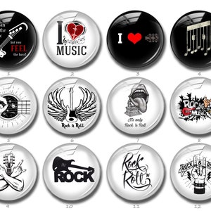 Muzikale Cabochon, Rock and Roll Drukknoop, 10mm 12mm 14mm 16mm 18mm 20mm 25mm 30mm 35mm 40mm gitaar afbeelding glazen koepel (FJ914)