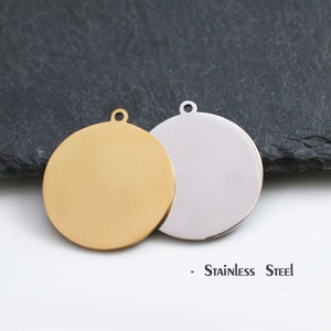 10pcs Stainless Steel Charms, 6mm/8mm/10mm/12mm/15mm/18mm/20mm/25mm/30mm Logo Pendant Tag, Customize Laser Engraved Round Charms - BXG25