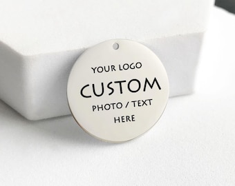 Niestandardowe zawieszki ze stali nierdzewnej, personalizowany zawieszka z kodem QR grawerowanym laserowo, zawieszka z logo 8 mm - 20 mm/25 mm/30 mm, dodatkowy prezent w postaci zawieszki - BXG26B