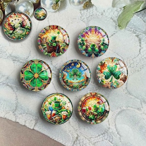 Cabochon di San Patrizio, cupola in vetro Lucky Clover, cammeo in vetro colorato, 10 mm 12 mm 14 mm 16 mm 18 mm 20 mm 25 mm 30 mm 35 mm 40 mm vetro (FJ3994 )