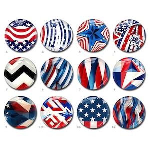 Cabochon patriotique, image du 4 juillet, dôme en verre, étoiles, image camée, 10 mm 12 mm 14 mm 16 mm 18 mm 20 mm 25 mm 30 mm 35 mm 40 mm verre (FJ4462)