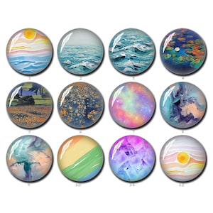 Aquarel cabochon, olieverfschilderij afbeelding glazen koepel 10mm 12mm 14mm 16mm 18mm 20mm 25mm 30mm 35mm 40mm oorbellen ketting sieraden (FJ1030)