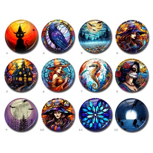 Halloween Cabochon, Hexe Bild Glaskuppel, 10 mm 12 mm 14 mm 16 mm 20 mm 25 mm 40 mm schwarze Katze Bild Cameo, Oval Teardrop Fotoperlen (FJ5212)