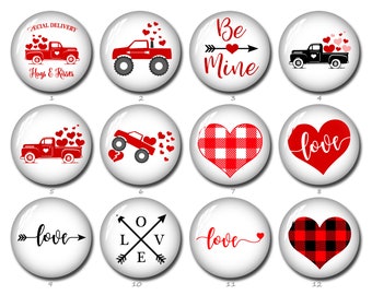 Cabochon Trucker di San Valentino, red Buffalo Love Heart Arrow immagine cupola di vetro 10mm 12mm 14mm 16mm 18mm 20mm 25mm 30mm 35mm 40mm (FJ1428)