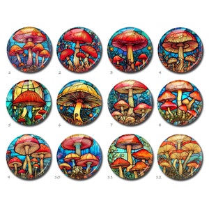 Cabochon a forma di fungo, cupola in vetro con immagine di fungo, cammeo in vetro colorato, 10 mm, 12 mm, 14 mm, 16 mm, 18 mm, 20 mm, 25 mm, 30 mm, 35 mm, 40 mm, ciondoli (FJ3745)