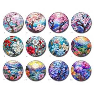 Cabujón de sakura, cúpula de cristal con imagen de flores, camafeo de cristal para hacer tú mismo, dijes florales de 10 mm, 12 mm, 14 mm, 16 mm, 18 mm, 20 mm, 25 mm, 30 mm, 35 mm y 40 mm (FJ3824)