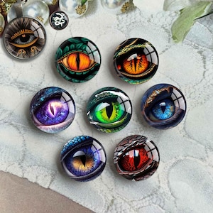 Olhos de cobra Cabochão, Imagem de olho de dragão Cúpula de vidro, Imagem de globo ocular Camafeu, 10 mm 12 mm 14 mm 16 mm 18 mm 20 mm 25 mm 30 mm 35 mm 40 mm Ano da cobra (FJ5546)