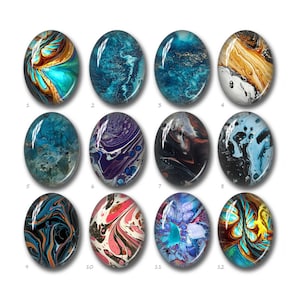Art ovale cabochon, aquarel druppelvormige glazen koepel, 10 x 14 mm \ 13 x 18 mm \ 18 x 25 mm \ 20 x 30 mm \ 30 x 40 mm \ 40 x 50 mm DIY-afbeeldingsglas camee-FJ1193