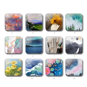 Handmade Square Cabochon, Flowers Image Glass Dome , 12mm 14mm 16mm 15mm 16mm 18mm 20mm 25mm DIY Glass Photo Beads (ZF48）