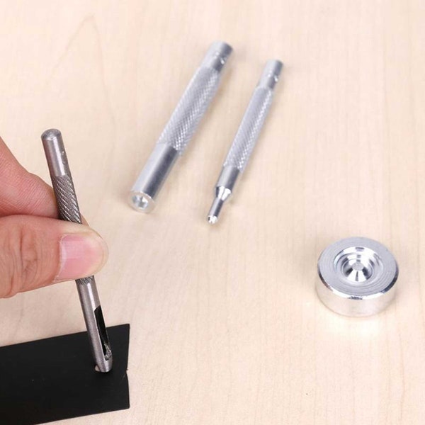 Set Snap Fastener Tool - 831 633 655 201 Metal Hole Punch Popper Stud Button Base - Leather Rapid Installation Kit Leathercraft  - T01