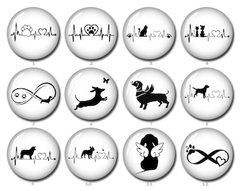 Cabochon silhouette chien noir et blanc, dôme en verre pour amoureux des chiens 10 mm 12 mm 14 mm 16 mm 18 mm 20 mm 25 mm 30 mm 35 mm 40 mm Bijoux photo (FJ1543）