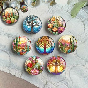 Cabochon cactus,Dôme en verre représentant une plante,Virail représentant une image camée, 10 mm 12 mm 14 mm 16 mm 18 mm 20 mm 25 mm 30 mm 35 mm 40 mm Breloques (FJ3819)