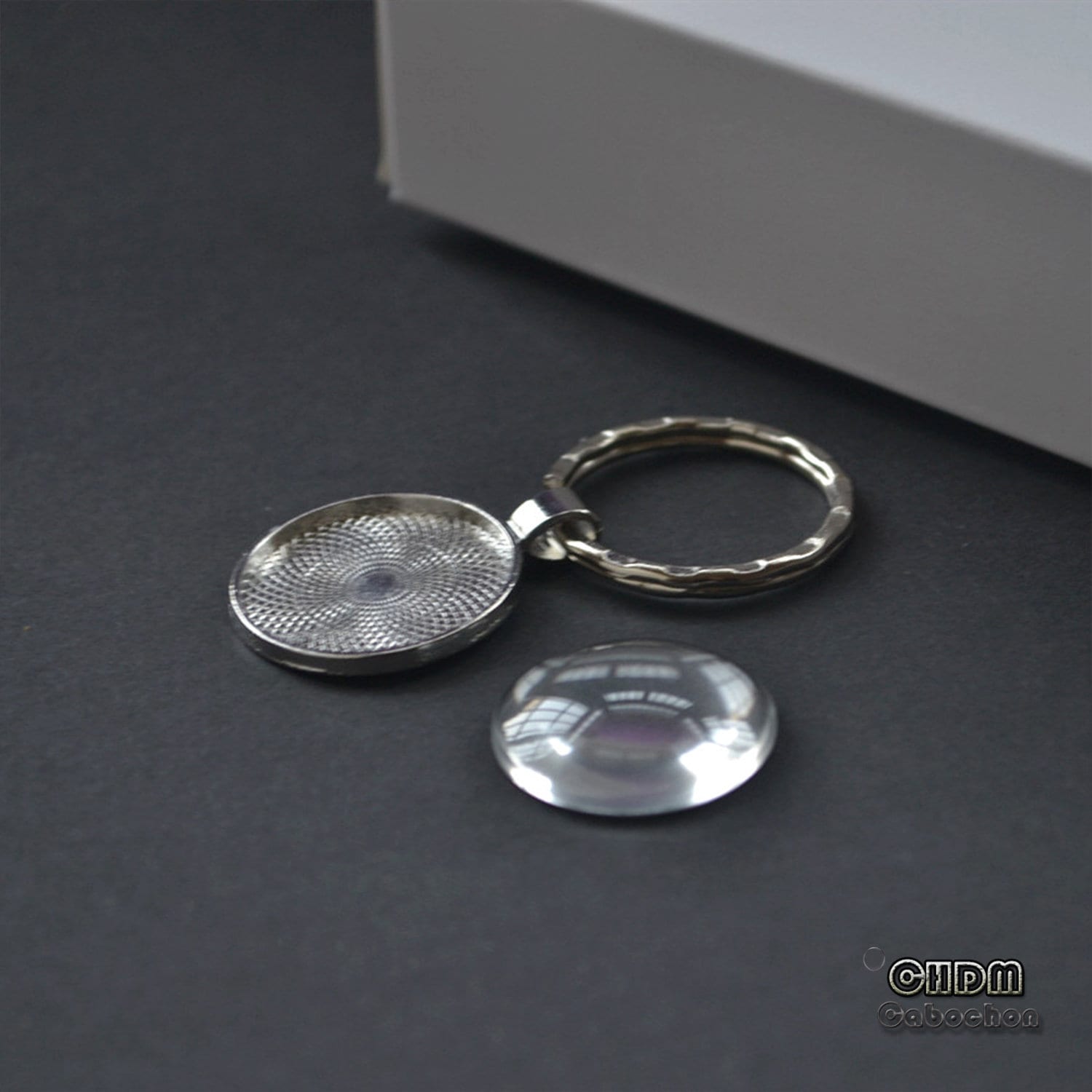 25mm Keychain Blanks Base,1 in Keyring With Clear Glass Dome Cabochon,1 ...