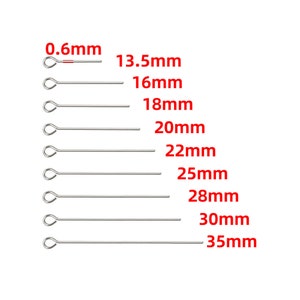 100pcs -304 Stainless Steel Eye Pins -15 16 18 20 22 25 30 35 40 45 50 60 70mm Eye Head Pins For Jewelry Making Supplies DIY Accessory-BXG17