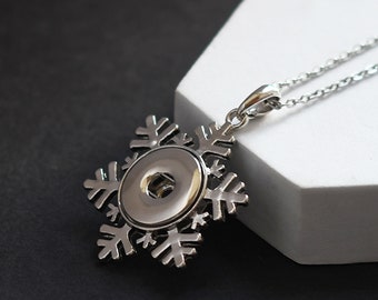 Snowflake Snap Button Pendant Base,18MM/20MM Christmas Ginger Snap Button Pendant Charms,Noosa Style Snap Button Necklace Accessory(SBB60)