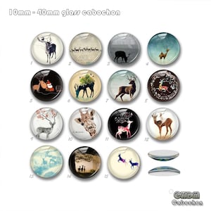Hirsch Druckknopf Cabochon,Hirsch Druckknopf Schmuckanhänger,10mm 12mm 20mm 40mm Schutzengel Elch Tier Foto Glaskuppel Cabochon(FJ657）