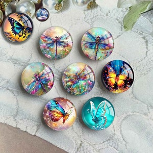 Butterfly Cabochon, Dragonfly image Glass dome,Stained Glass Picture Cameo, 10mm 12mm 14mm 16mm 18mm 20mm 25mm 30mm 35mm 40mm Glass(FJ4446 )