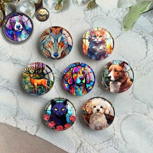 Cabochon pour animal de compagnie, chat, dôme en verre, vitrail photo camée, 10 mm 12 mm 14 mm 16 mm 18 mm 20 mm 25 mm 30 mm 35 mm 40 mm breloques loup (FJ3754)
