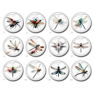 Dragonfly Cabochon, Dragonfly image Glass dome, Insects Picture Cameo, 10mm 12mm 14mm 16mm 18mm 20mm 25mm 30mm 35mm 40mm Charms (FJ5122）