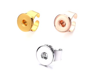 18mm Snap Ring,Adjustable Snap Button Rings,Fits 18mm/20mm Snap Button,Silver Ginger Snap Button Jewelry,Wedding Jewelry Findings (RI05)