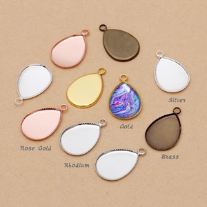 20pcs Teardrop Blanks Base 10x14mm/13x18mm/18x25mm Earrings Pendant Trays Cups,Glass Cabochon Blanks Cameo Base Charm Bezels Setting (ACC23)