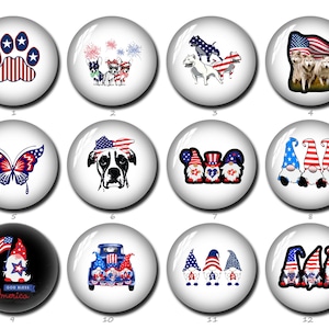 Cabochon en verre America Gnome, dôme en verre drapeau national des États-Unis, verre patriotique nain des États-Unis, 4 juillet dôme en verre imgae chien (FJ964)