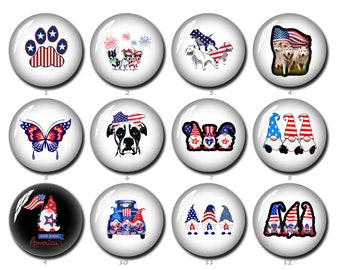 America Gnome Glass Cabochon, USA National Flag Glass Dome, Patriotic  USA Gnome Glass ,4th of July Pet dog  imgae glass dome (FJ964）