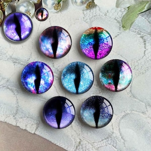 Cabochon yeux bleus, dôme en verre avec image yeux de poupée, camée globe oculaire, 10 mm 12 mm 14 mm 20 mm 25 mm - 40 mm pour jouet créatif oeil de chat (FJ5452)