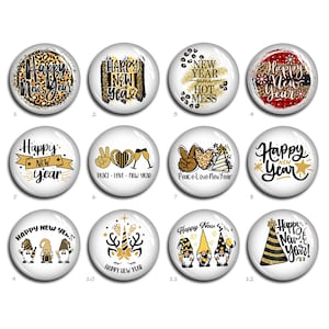 Cabochon di Felice Anno Nuovo, 2023 Immagine Rotonda/Ovale/Cupola di Vetro a Goccia, 10 mm 12 mm 25 mm 40 mm 10 x 14 mm 13 x 18 mm 20 x 30 mm Perlina Foto Fai da Te (FJ2217）