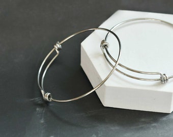 5 Stück - Edelstahl verstellbarer Armreif, Doppelschlaufe 60 mm 65 mm Draht-Armreif-Charme, Edelstahl verstellbare Armbandrohlinge - BOXG51