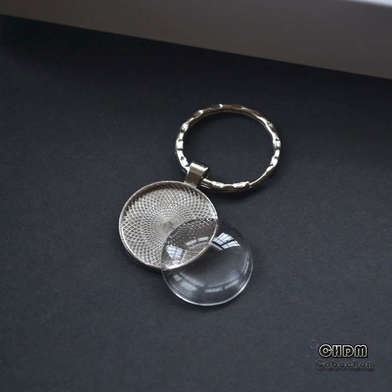 25mm Keychain Blanks Base1 in Keyring With Clear Glass Dome - Etsy