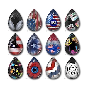 USA Vlag Teardrop Cabochon, 4 juli Tear Shape Glass Dome, 10x14mm 13x18mm 18x25mm 20x30mm Handgemaakte Afbeelding mozaïek nuggets Kralen- FJ3421