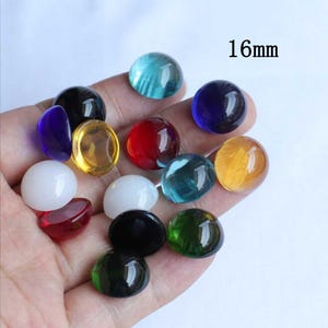 10/50 pezzi - Cabochon colorato semplice da 16 mm, perlina a cupola in vetro colorato, ciondoli per gioielli in vetro colorato rotondo da 10 mm - senza foro (GD02)