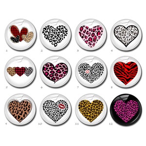 Valentinstag Cabochon,Leopard Liebe Herz Bild Glaskuppel, Bild Cameo, 10mm 12mm 14mm 16mm 18mm 20mm 25mm 30mm 35mm 40mm Charms (FJ3768）
