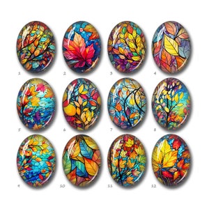 Fall leaf Oval Cabochon,Watercolor Teardrop Glass Dome, 10x14mm\13x18mm\18x25mm\20x30mm\30x40mm\40x50mm DIY Image Glass Cameo-FJ3738