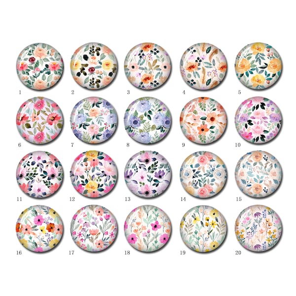 10pcs Flower Cabochon,Handmade Floral Image  Glass dome,10mm 12mm 14mm 16mm 18mm 20mm 25mm 30mm 35mm 40mm DIY Round Photo Jewelry (FJ1633）