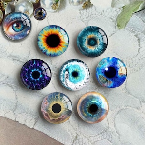 Augen Cabochon ,Puppenaugen Bild Glaskuppel, Augapfel Bild Cameo, 10 mm 12 mm 14 mm 20 mm 25 mm - 40 mm für Spielzeug Basteln Katze Tier Auge (FJ5598）