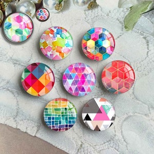 Bunte Gitter Cabochon,Bienenstock Bild Glaskuppel,handgefertigte Bild Cameo, 10 mm 12 mm 14 mm 16 mm 18 mm 20 mm 25 mm 30 mm 35 mm 40 mm Charms (FJ3692）